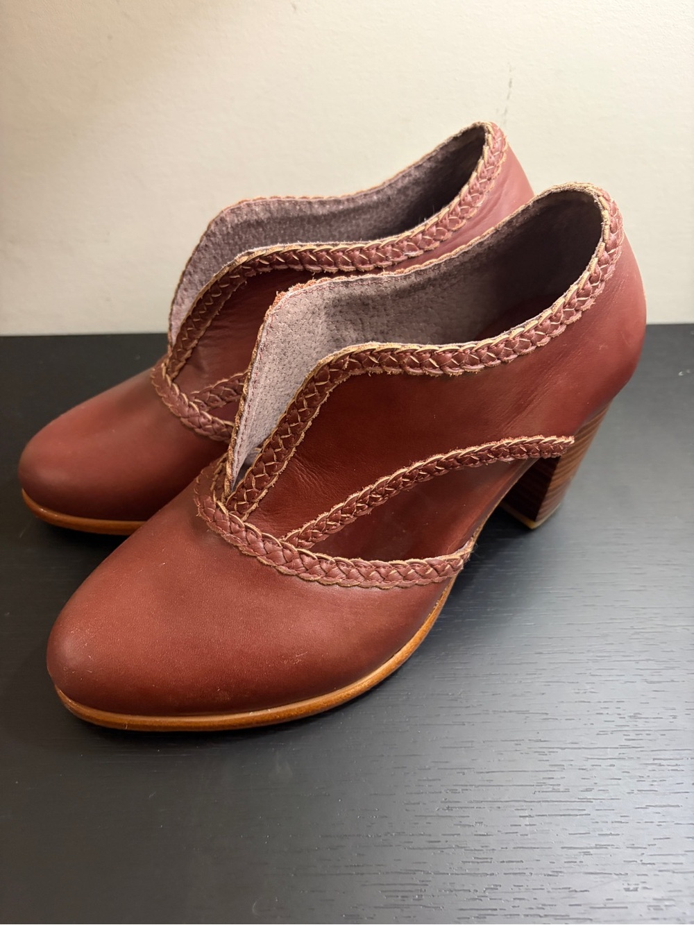 Bali Elf Spirit Walker Brown Braided Leather Heeled Shoes